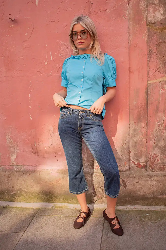 Damson Madder Anke River Blue Blouse - The Mercantile London