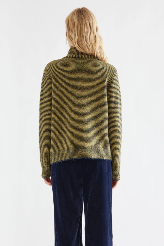 Compania Fantastica Yellow And Navy Striped Knitted Cardigan