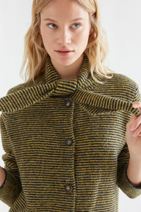 Compania Fantastica Yellow And Navy Striped Knitted Cardigan