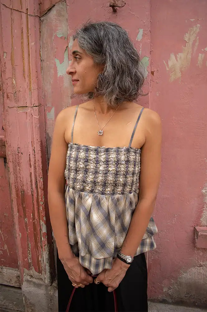 Damson Madder Azalea Cardamon Checked Cami Top