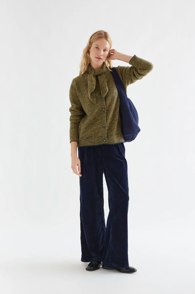 Compania Fantastica Yellow And Navy Striped Knitted Cardigan