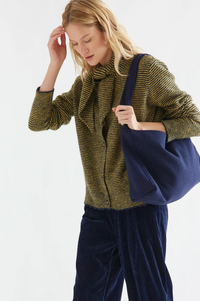 Compania Fantastica Yellow And Navy Striped Knitted Cardigan