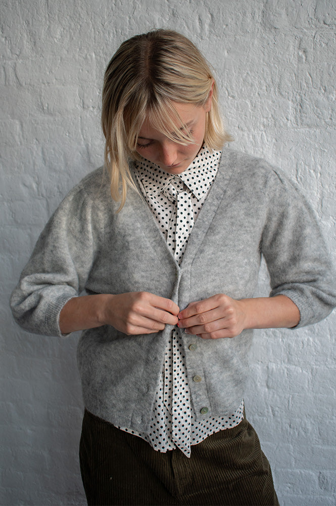 Numph Suri Light Grey Melange Cardigan - The Mercantile London