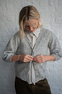 Numph Suri Light Grey Melange Cardigan - The Mercantile London