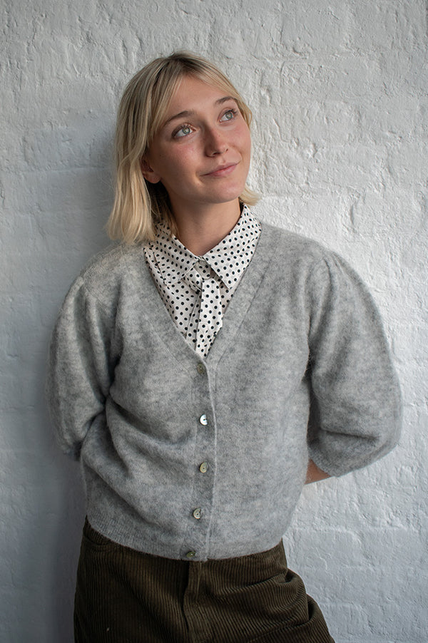 Numph Suri Light Grey Melange Cardigan - The Mercantile London