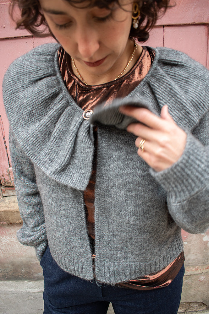 Object Denisi Grey Melange Cardigan - The Mercantile London