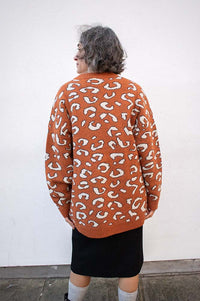 Stella Nova Burnt Orange Animal Jacquard Cardigan - The Mercantile London