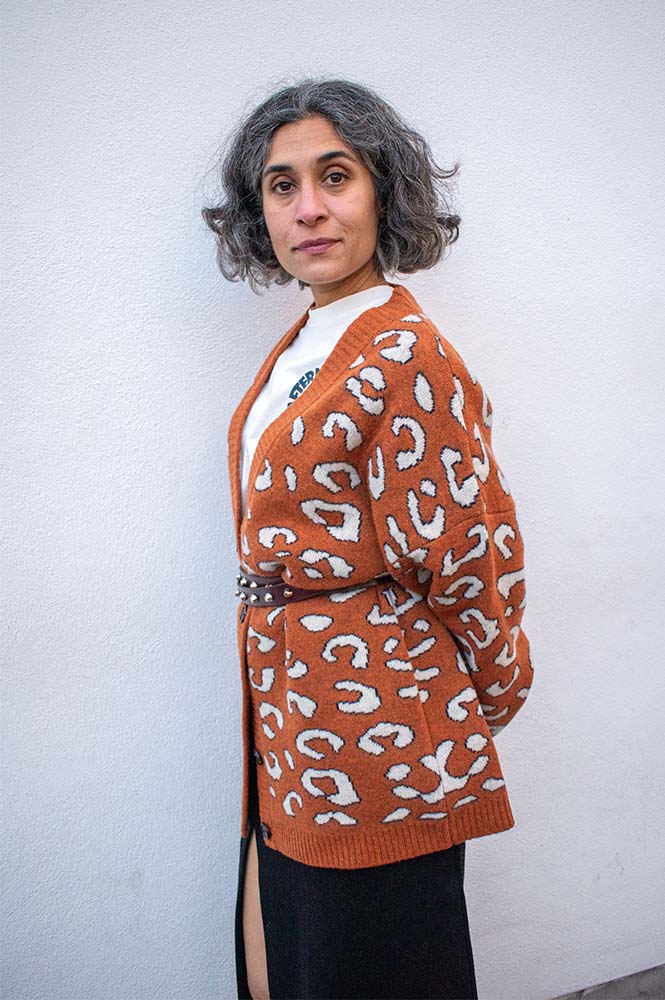 Stella Nova Burnt Orange Animal Jacquard Cardigan - The Mercantile London