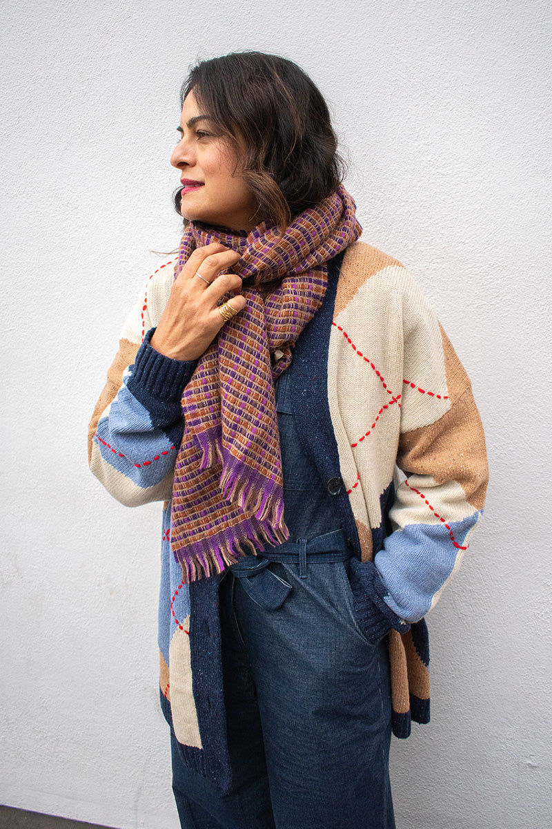 Stella Nova Blue Sea Oversized Check Cardigan - The Mercantile London