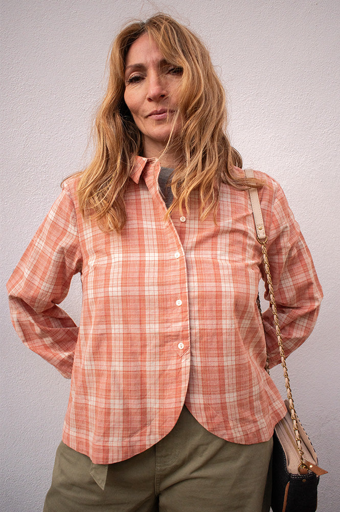 ICHI Cira Burnt Ochre Check Shirt