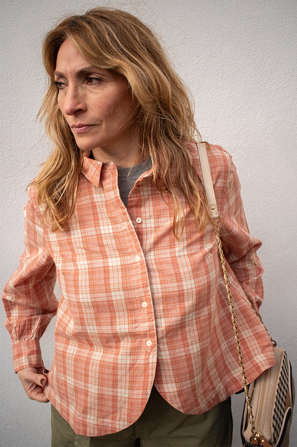 ICHI Cira Burnt Ochre Check Shirt