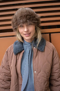 ICHI Ebna Brown Furry Hat