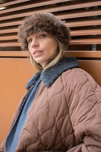 ICHI Ebna Brown Furry Hat