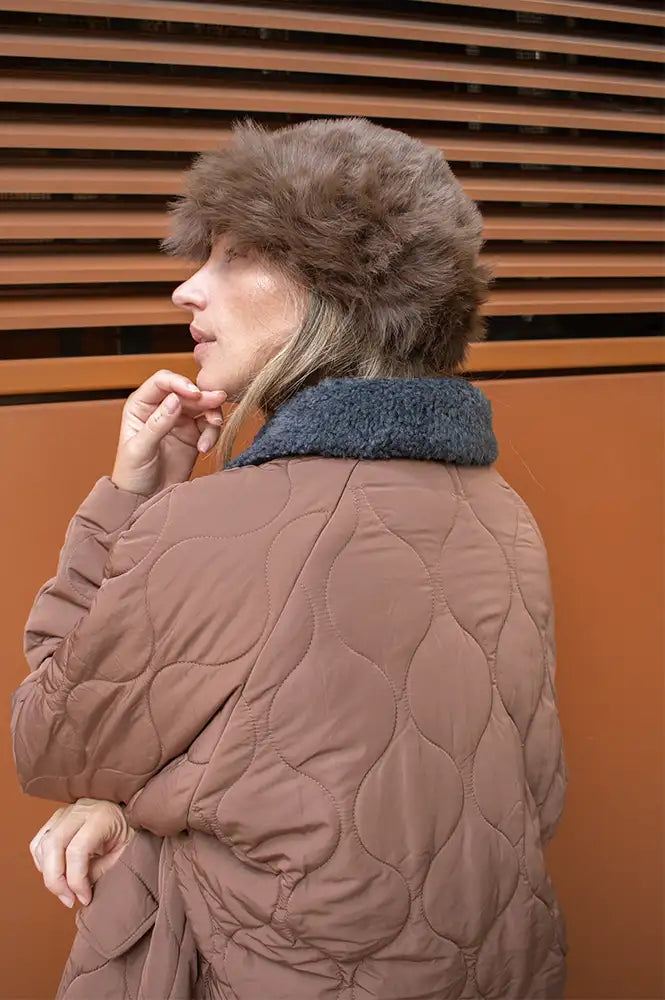 ICHI Ebna Brown Furry Hat