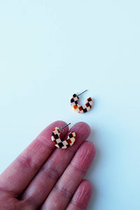 Custom Made Honey Checker Super Mini Hoop Earrings - The Mercantile London
