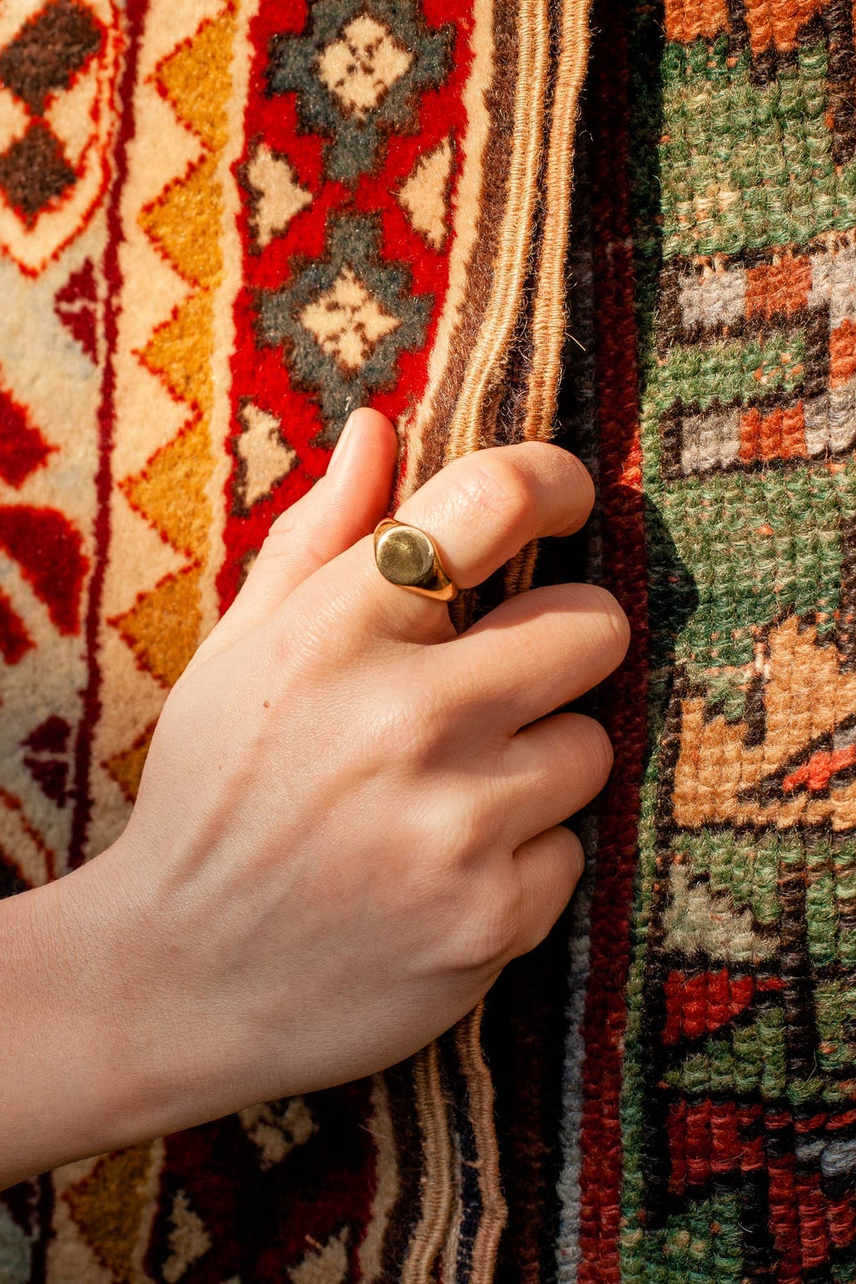 Nordic Muse Gold Round Signet Ring