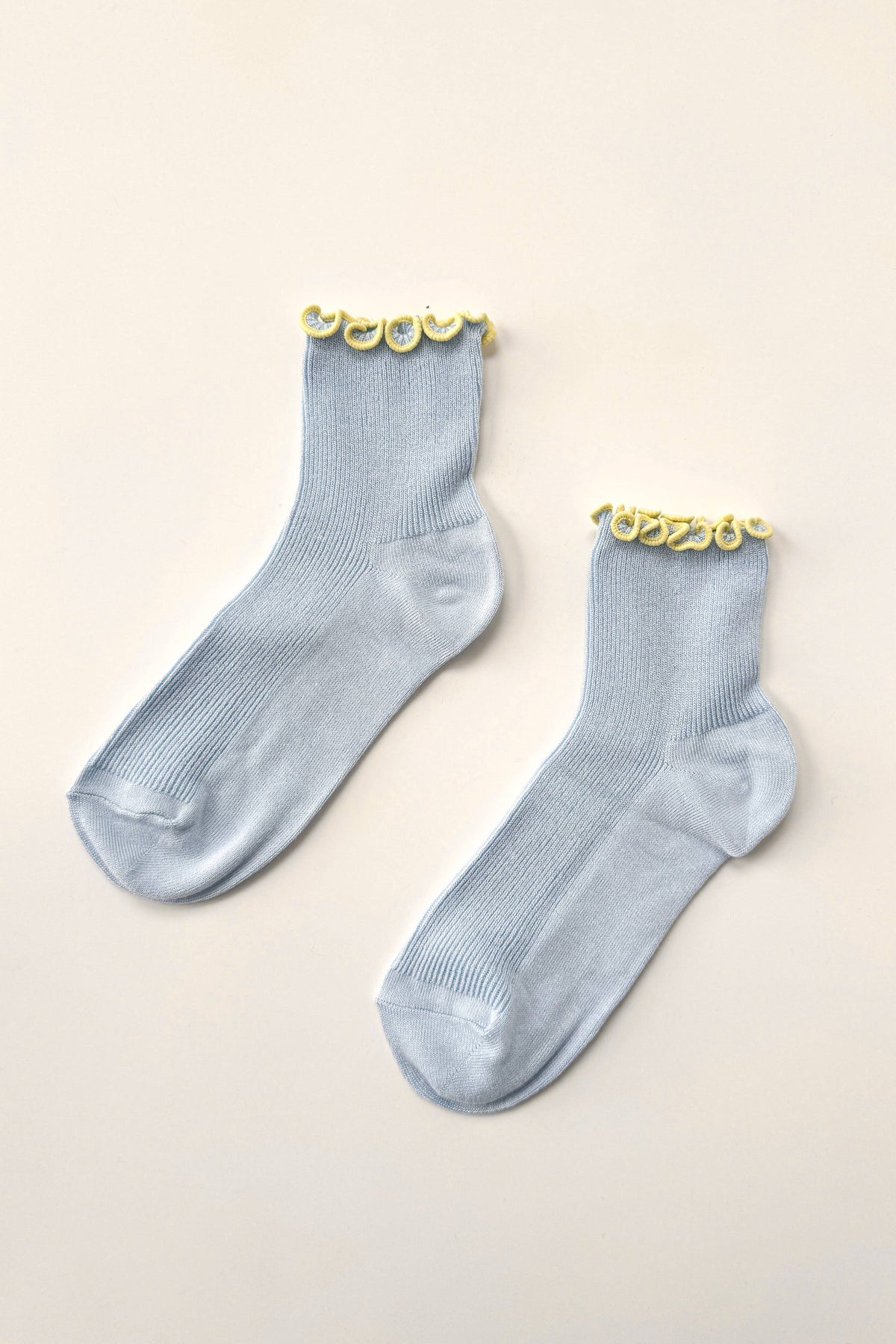 Le Bon Shoppe Petite Ruffled Baby Blue Butter Socks - The Mercantile London