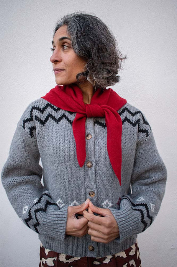 Damson Madder Cecily Bunny Lambswool Intarsia Cardigan - The Mercantile London