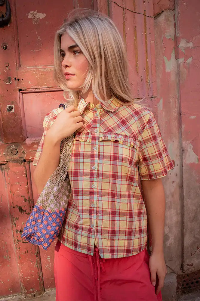 Damson Madder Tomboy Celery Check Shirt - The Mercantile London