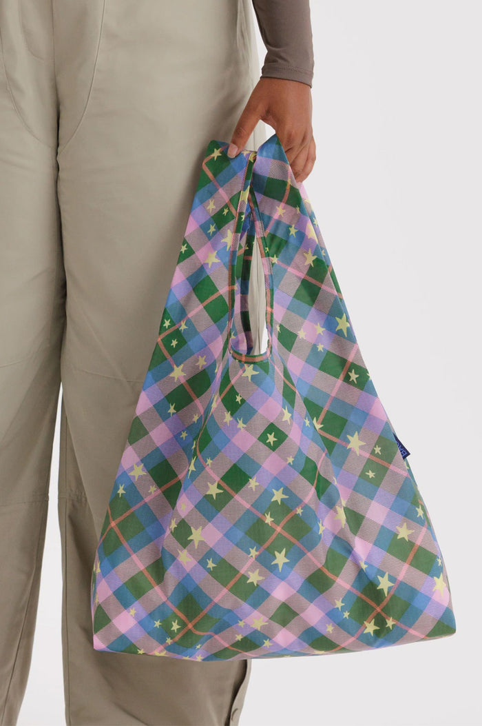 Baggu Standard Reusable Green Star Plaid Bag - The Mercantile London