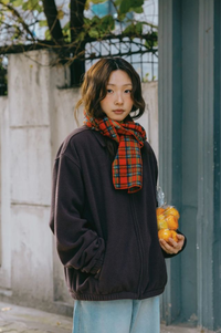 Kappy Orange Check Fleece Scarf