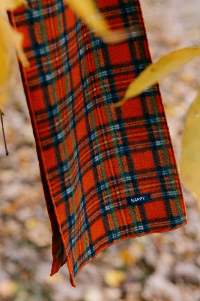 Kappy Orange Check Fleece Scarf