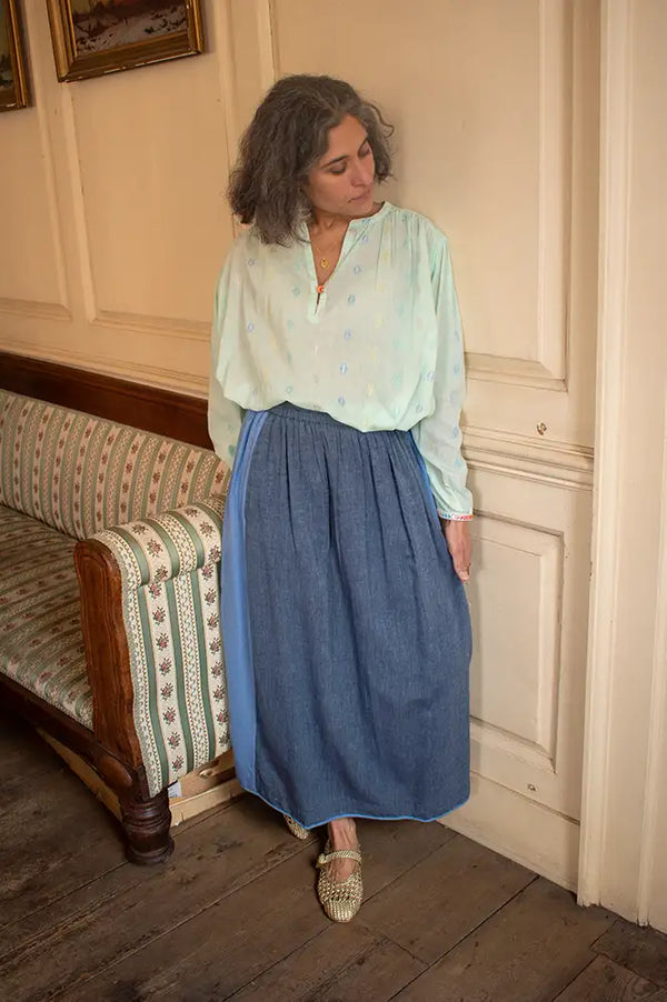 Charlie Joe Adua Aqua Embroidered Blouse - The Mercantile London