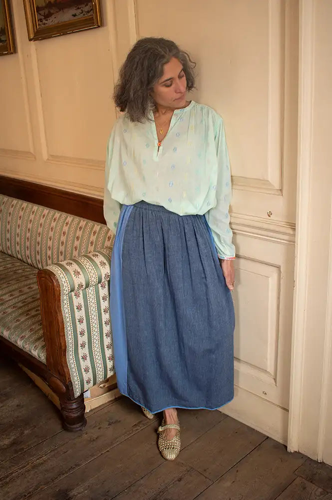 Charlie Joe Shek Navy Two Tone Skirt - The Mercantile London