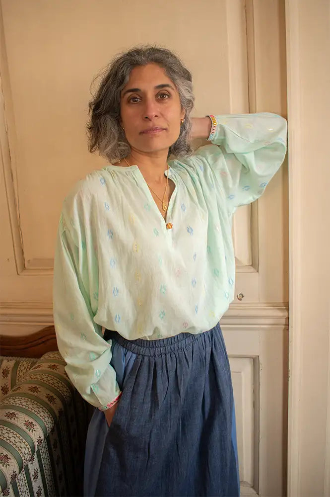 Charlie Joe Adua Aqua Embroidered Blouse - The Mercantile London