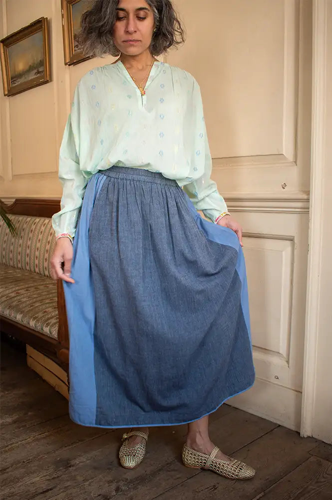 Charlie Joe Shek Navy Two Tone Skirt - The Mercantile London