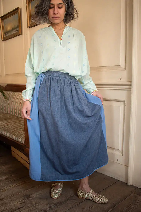 Charlie Joe Shek Navy Two Tone Skirt - The Mercantile London