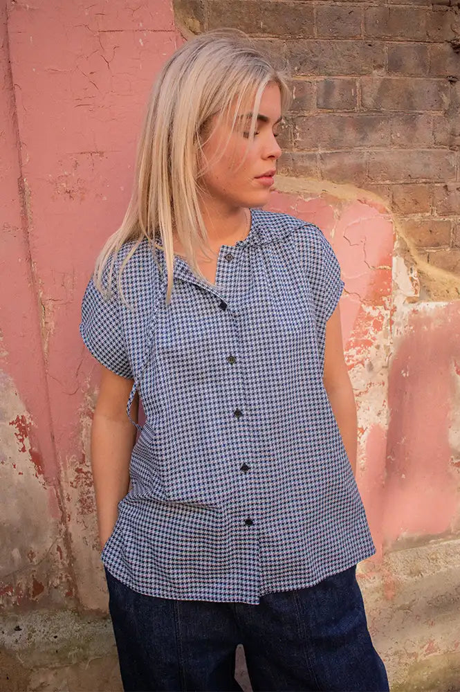 Stella Nova Blue Checks Drop Shoulder Top - The Mercantile London