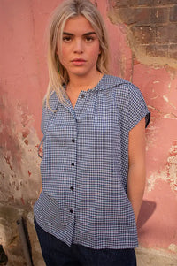 Stella Nova Blue Checks Drop Shoulder Top - The Mercantile London