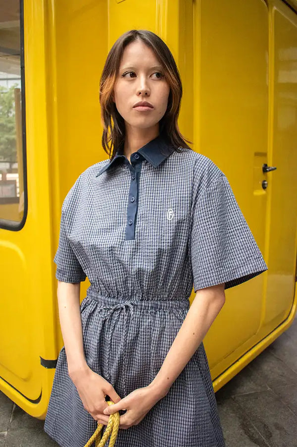 FRNCH Aeeurra Blue Checked Dress