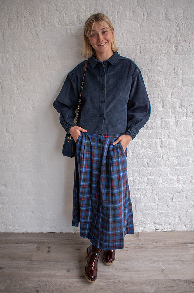 Louche Bia Blue Winter Check Skirt - The Mercantile London