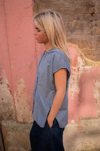 Stella Nova Blue Checks Drop Shoulder Top - The Mercantile London
