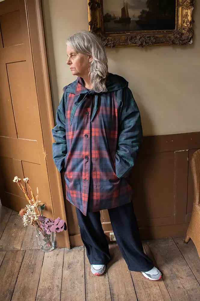 The Tiny Big Sister Check Hood Trench Coat