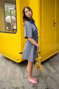 FRNCH Aeeurra Blue Checked Dress