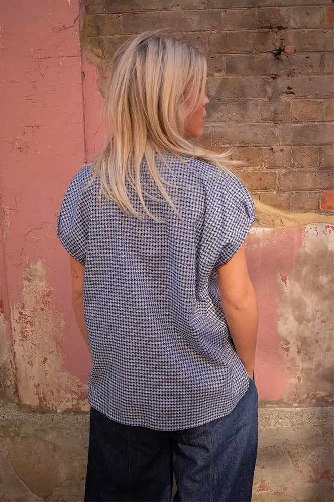 Stella Nova Blue Checks Drop Shoulder Top - The Mercantile London