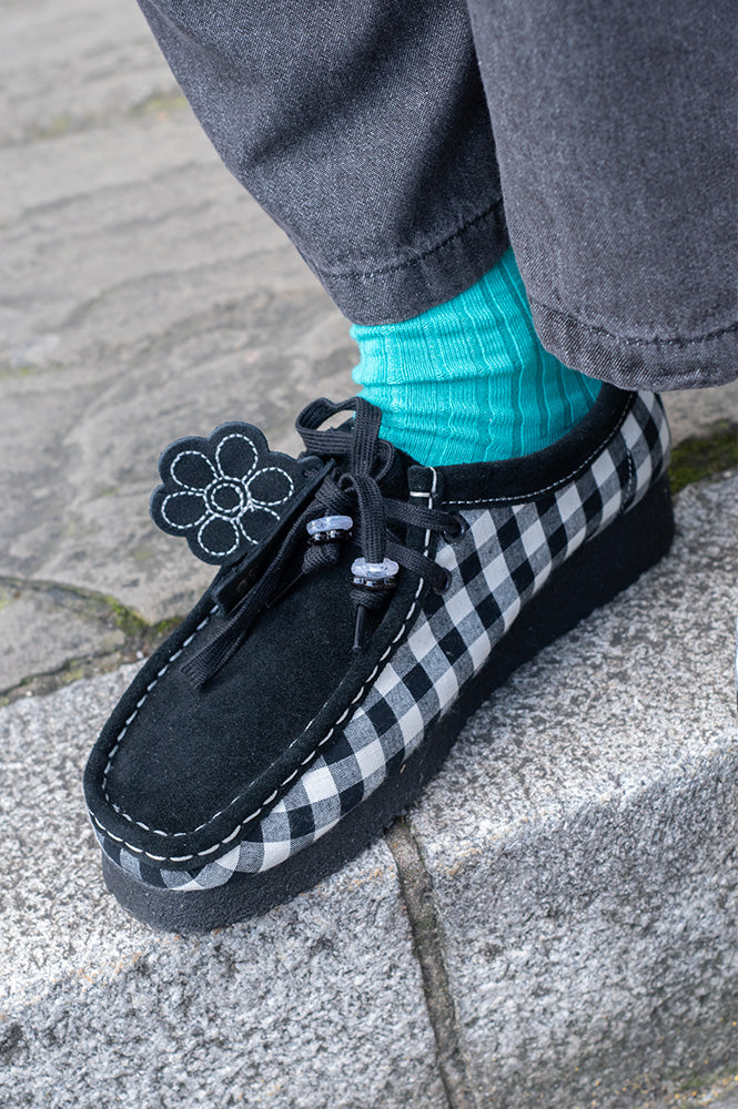 Clarks Wallabee Black and White Gingham – The Mercantile London