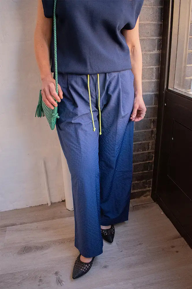 Dr Bloom Beso Navy Checkered Trousers - The Mercantile London