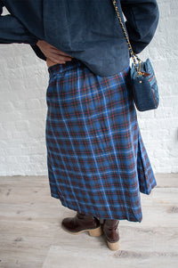 Louche Bia Blue Winter Check Skirt - The Mercantile London