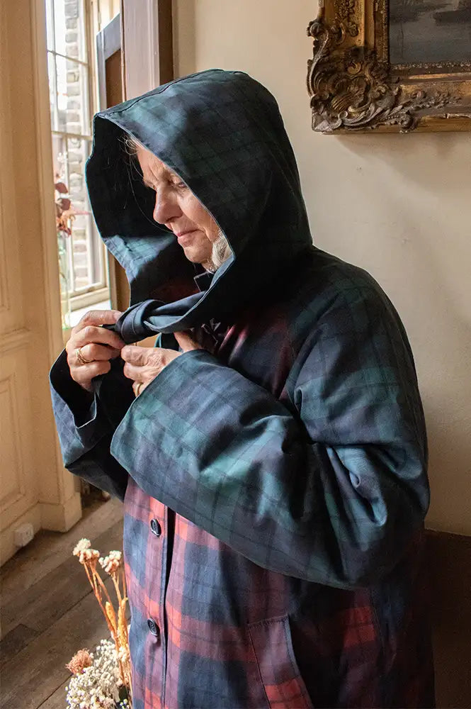 The Tiny Big Sister Check Hood Trench Coat