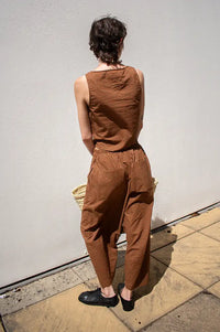 Amente Brown & Orange Checkered Tie Top