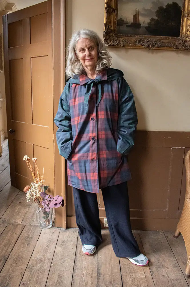 The Tiny Big Sister Check Hood Trench Coat