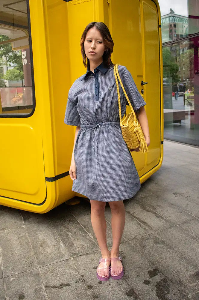 FRNCH Aeeurra Blue Checked Dress