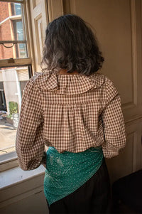 By Together Brown Gingham Ruffle Blouse