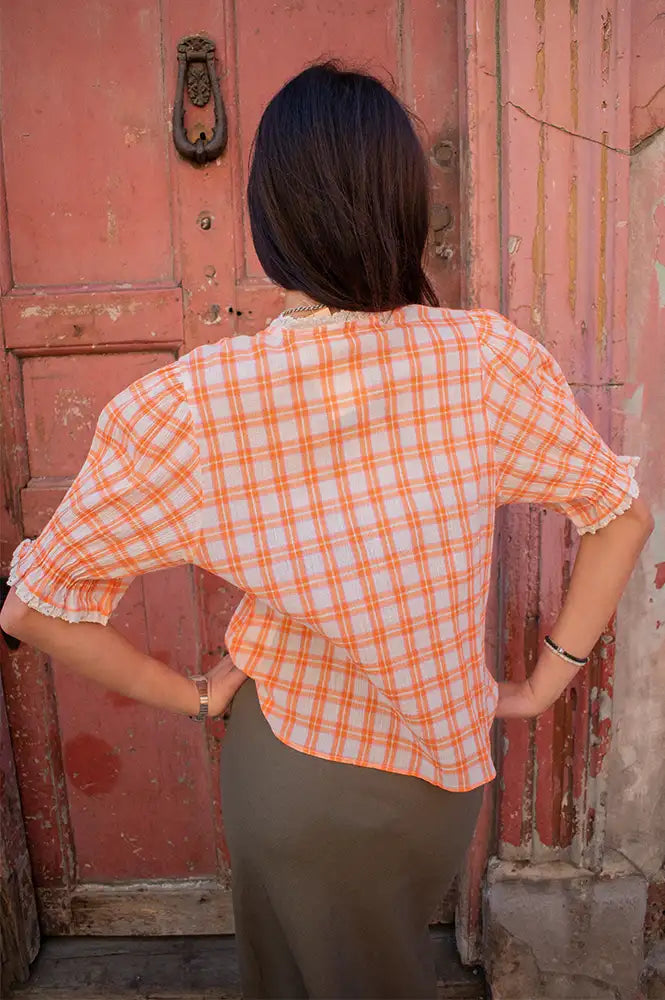 Chicosoleil Miro Bloom Check Ruffle Blouse - The Mercantile London