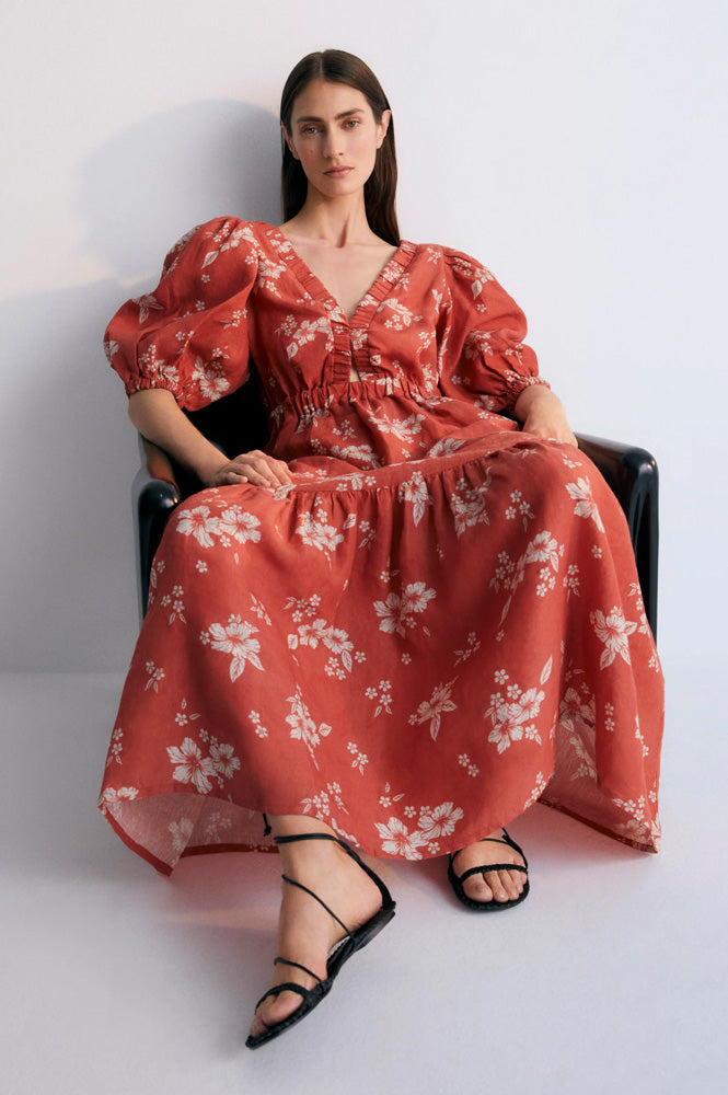 The New Society Nauplia Chilli Beach Flower Dress - The Mercantile London