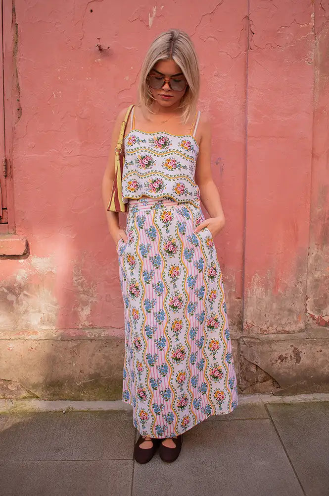 Pink City Prints Sicily Vintage Bouquet Skirt - The Mercantile London